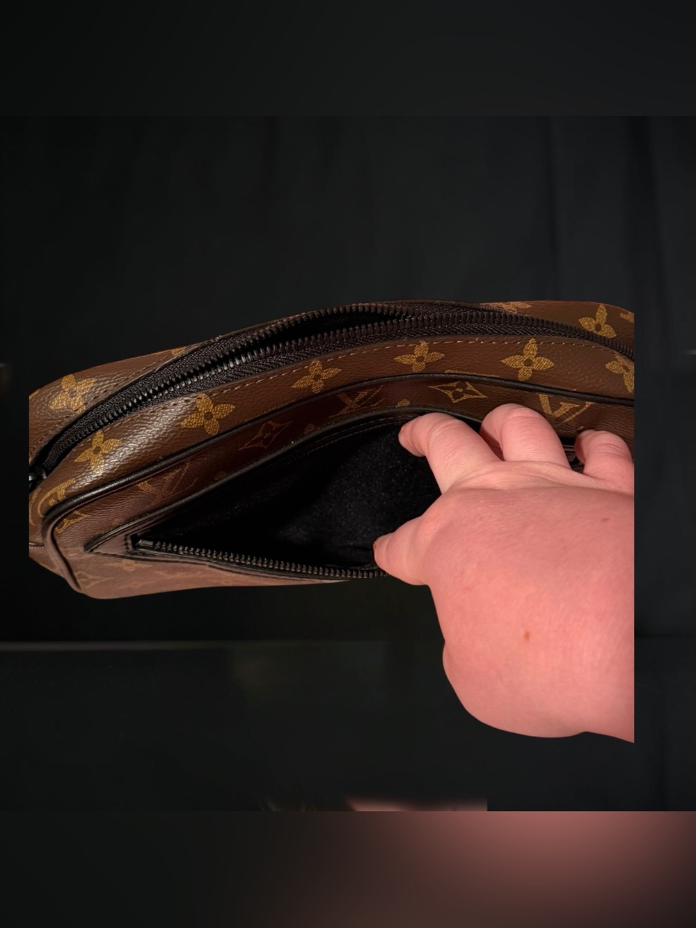 Brown monogram Leather clutch bag - Picture 3 of 5